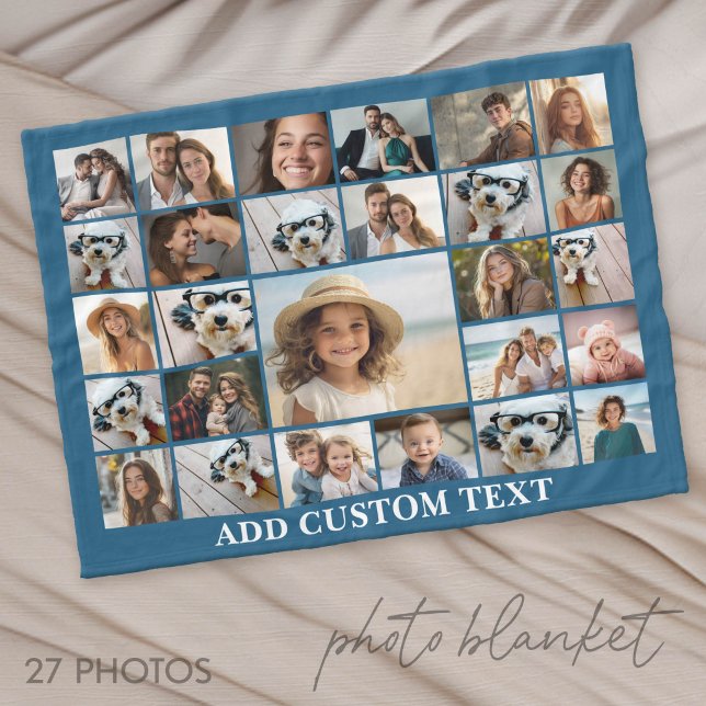 Create a Funky Photo Collage with 27 Photos Fleece Blanket (Photo Blanket - Customize with your favorite pictures)