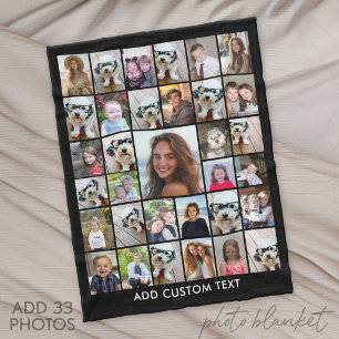 Create a Funky Photo Collage with 33 Photos Fleece Blanket