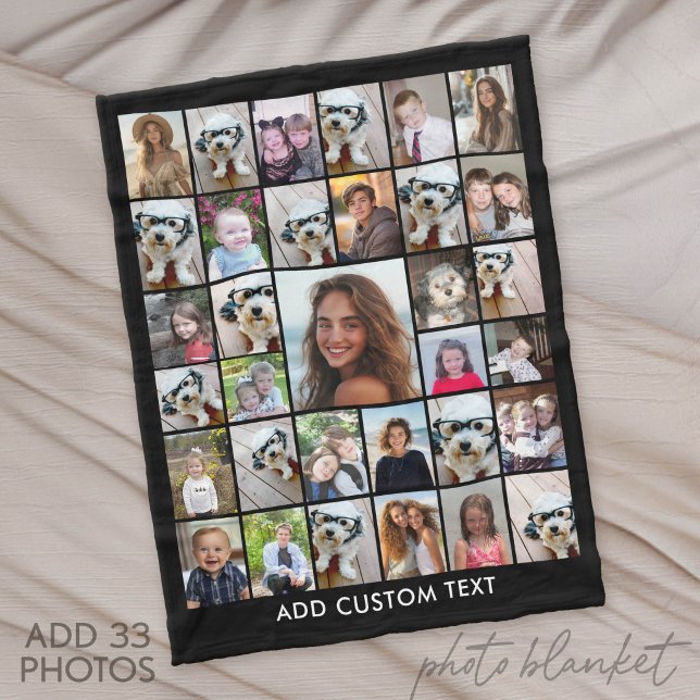 Create a Funky Photo Collage with 33 Photos Fleece Blanket (Custom Fleece Blanket with Photo Collage)