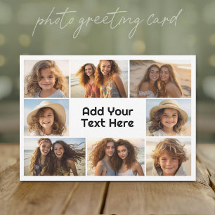 Create a Modern Simple Photo Collage with 8 Photos Holiday Card