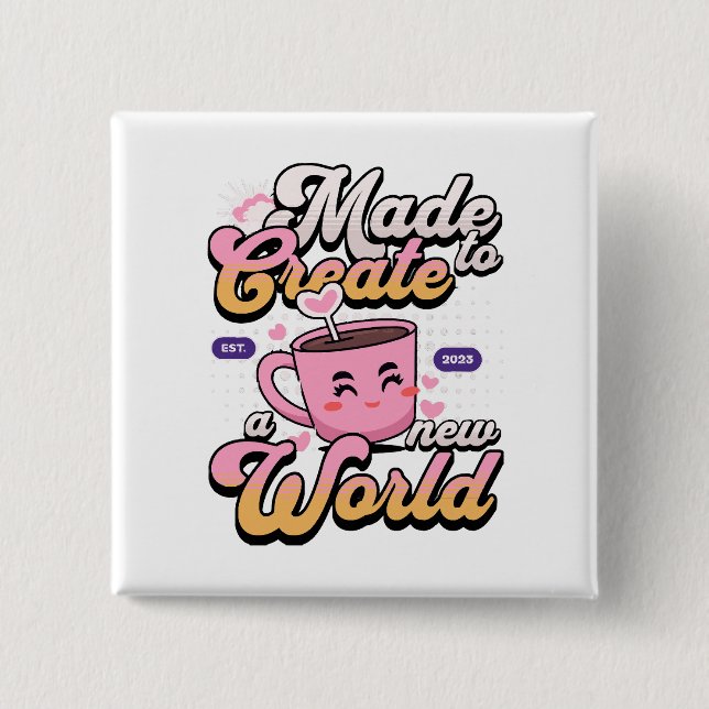 Create a new world 15 cm square badge (Front)