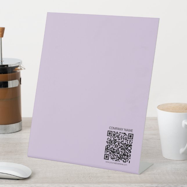 Create a QR Code | Pale Lavender Violet Pedestal Sign (In SItu)