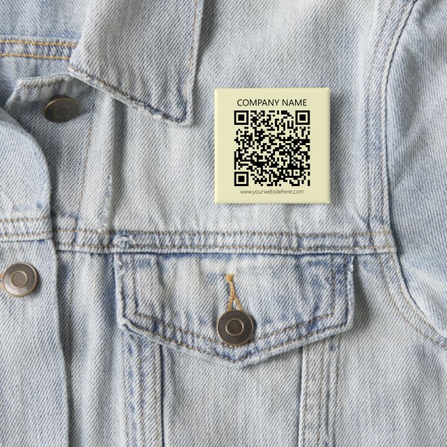 Create a QR Code | Pale Yellow 15 Cm Square Badge (In Situ)