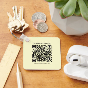 Create a QR Code   Pale Yellow Key Ring