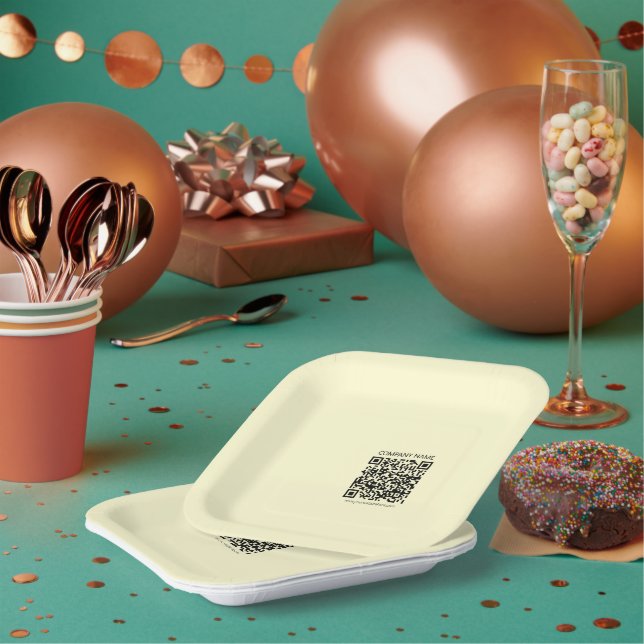 Create a QR Code | Pale Yellow Paper Plate (Multi)