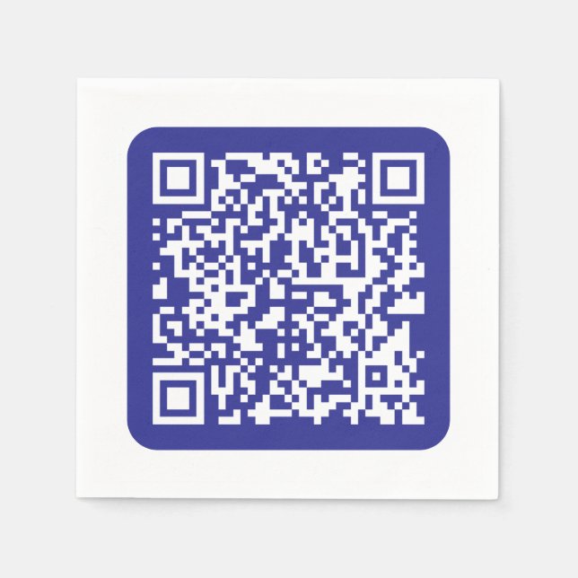 Create a Scannable QR code | Editable Dark Blue Napkin (Front)