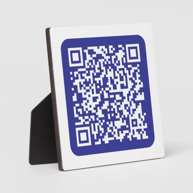 Create a Scannable QR code | Editable Dark Blue Plaque (Front)