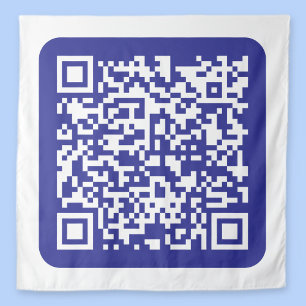 Create a Scannable QR code   Editable Dark Blue Tapestry