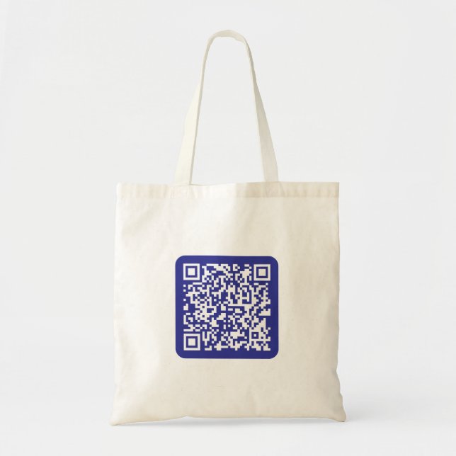 Create a Scannable QR code | Editable Dark Blue Tote Bag (Front)