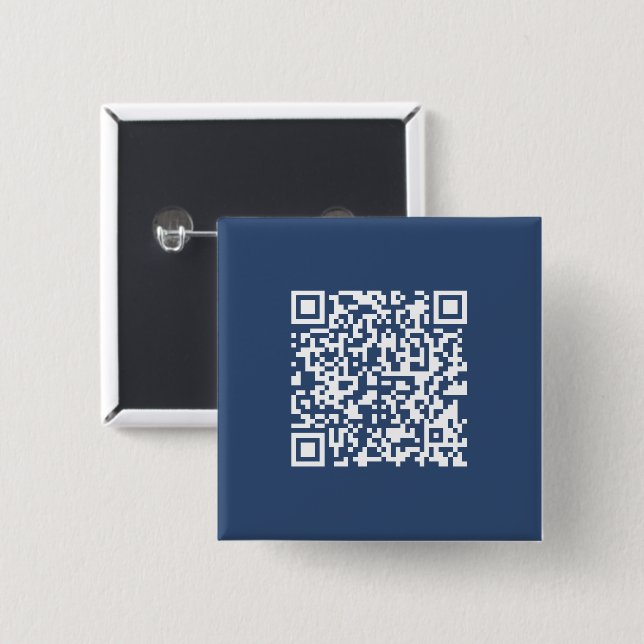 Create a Scannable QR Code | Faded Navy Blue  15 Cm Square Badge (Front & Back)