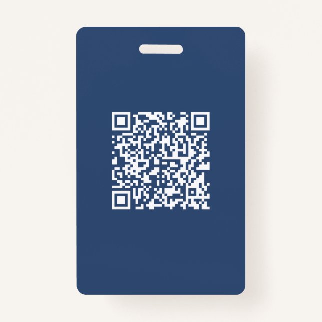 Create a Scannable QR Code | Faded Navy Blue  ID Badge (Front)
