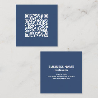 Create a Scannable QR Code | Faded Navy Blue  Square Business Card