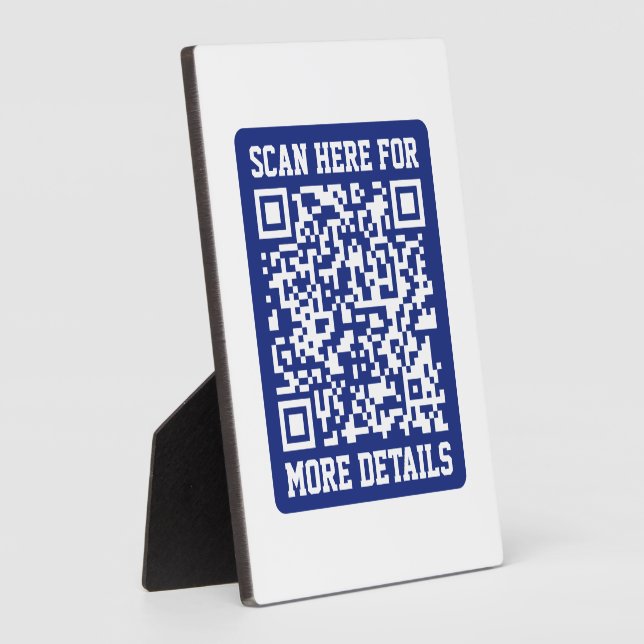 Create a Scannable QR code | Navy Blue (editable) Plaque (Side)