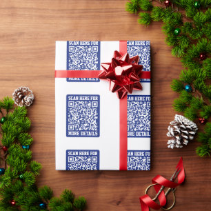 Create a Scannable QR code   Navy Blue (editable) Wrapping Paper