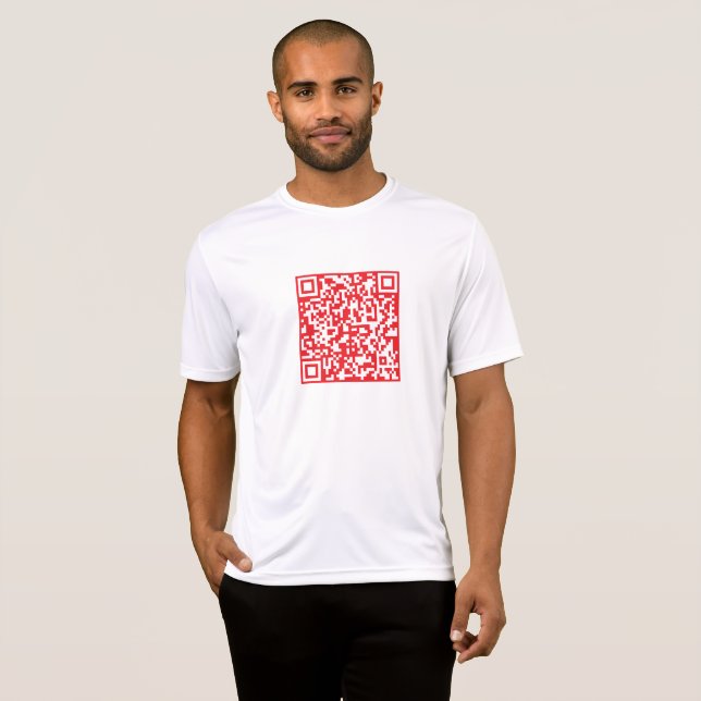 Create a Scannable Red (editable) QR code T-Shirt (Front Full)