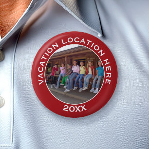 Create A Vacation Souvenir with Photo and Text 6 Cm Round Badge