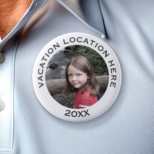 Create A Vacation Souvenir with Photo and Text 6 Cm Round Badge
