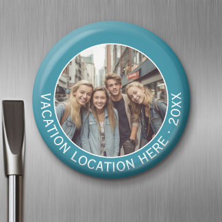 Create A Vacation Souvenir with Photo and Text Magnet
