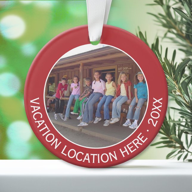 Create A Vacation Souvenir with Photo and Text Ornament (Custom Ornament)