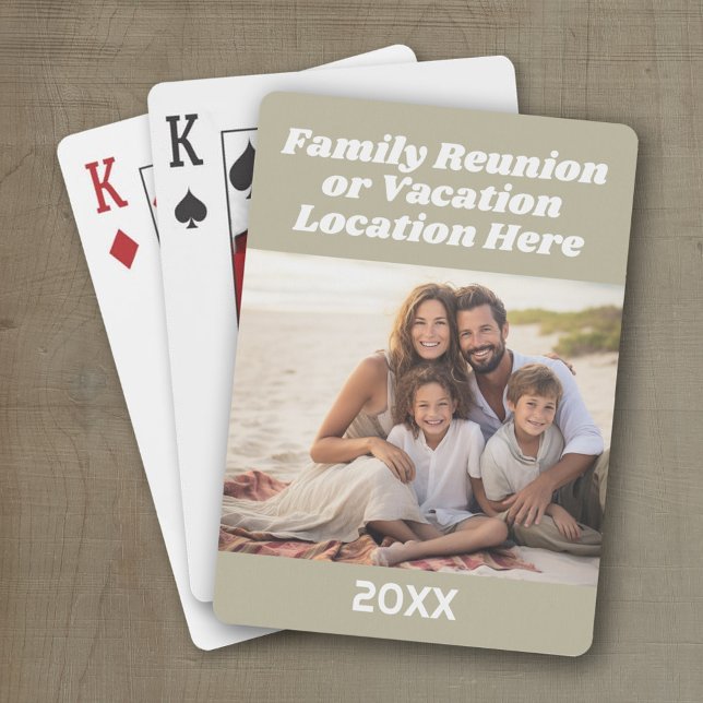 Create A Vacation Souvenir with Photo and Text Playing Cards (Personalized playing cards - family reunion or vacation keepsake)