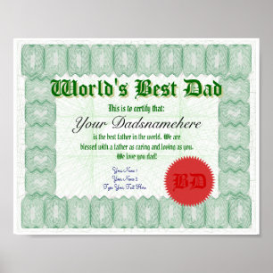 Create a World's Best Dad Certificate Poster