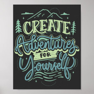 create adventures vintage style typography hiking poster