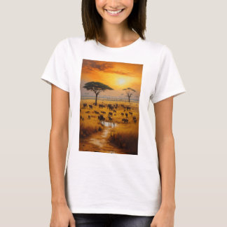 Create an image of a majestic elephant walking thr T-Shirt