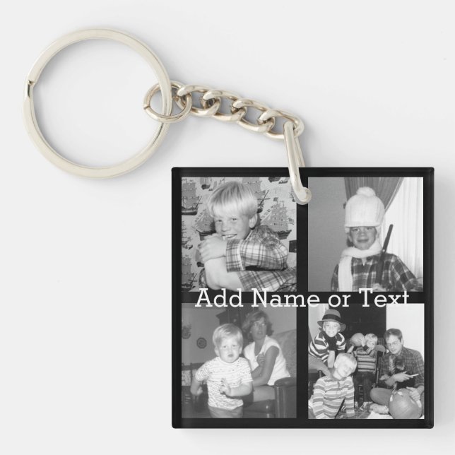 Create an Instagram Collage with 4 photos - black Key Ring (Front)