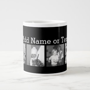 Create an Instagram Collage with 4 photos - black Large Coffee Mug