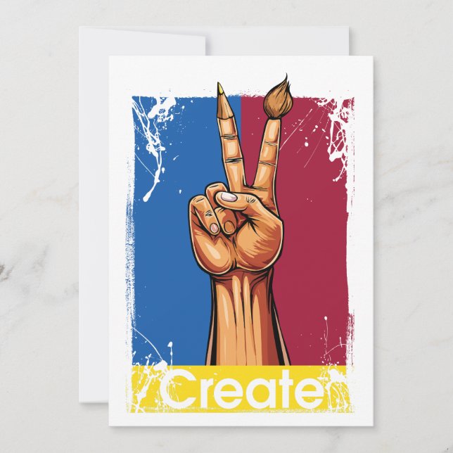 Create Art Hand Peace Sign Inspirational  Announcement (Front)