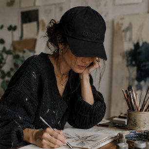 'Create' Black on Black Embroidered Monochrome  Hat