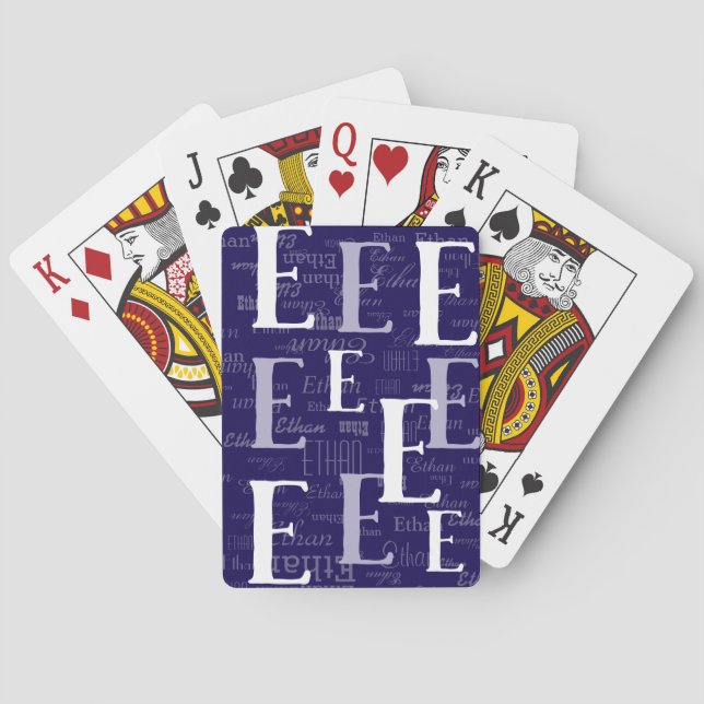 Create Blue Playing Cards with your own name (Back)