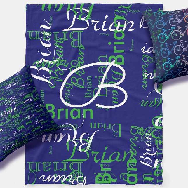 Create boy name typography blue fleece blanket (Creator Uploaded)