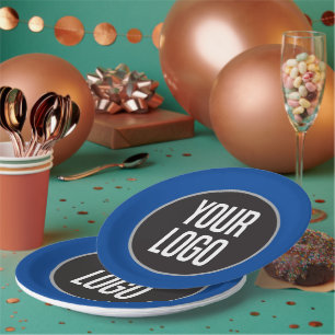 Create Business Logo Paper Cocktail Blue Plate