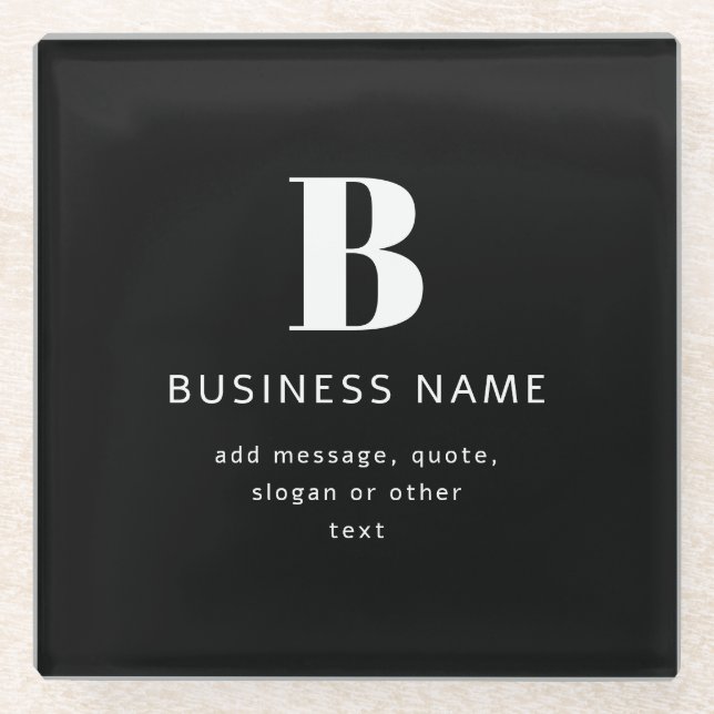 Create Business Name, Monogram & Additional Text Glass Coaster (Front)