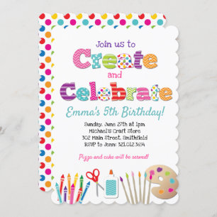Create & Celebrate Arts Crafts Party Invitation