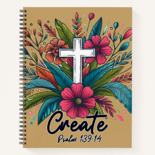 Create Christian Psalm 139 Floral Cross Journal