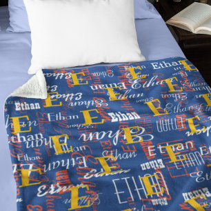 create color Names Pattern allover blue Fleece Blanket