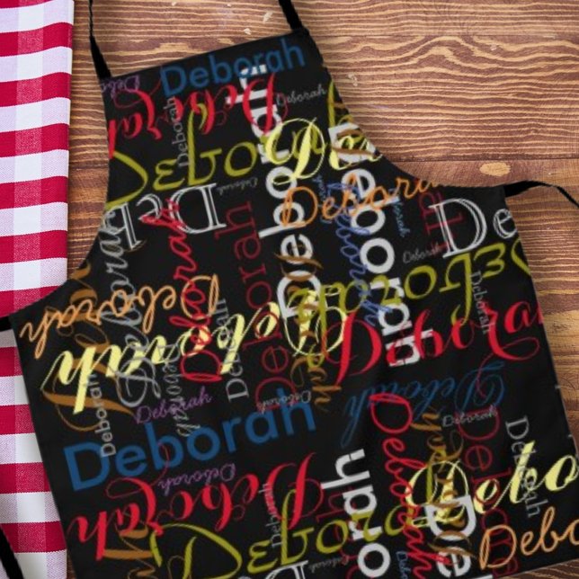 Create Colour Names Black Typography Apron (Creator Uploaded)