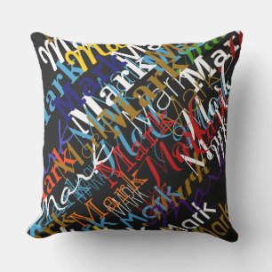 create colourful names pattern . custom outdoor cushion