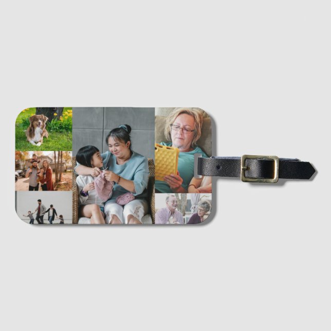 Create Custom 6 Photo Collage Luggage Tag (Front Horizontal)