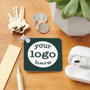 Create Custom Business Company Logo QR Code Green Key Ring
