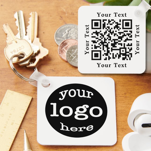 Create Custom Business Company Logo QR Code White Key Ring (Create Custom Business Company Logo QR Code White Keychain)