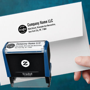 Create Custom Business Company Logo Return Address Self-inking Stamp