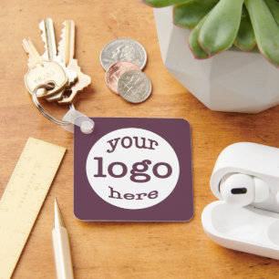 Create Custom Business Logo QR Code Dark Rose Pink Key Ring