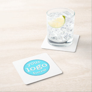 Create Custom Business Office Company Event Logo Square Paper Coaster