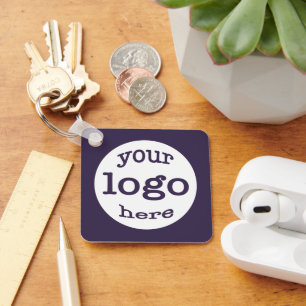 Create Custom Company Business Logo QR Code Purple Key Ring