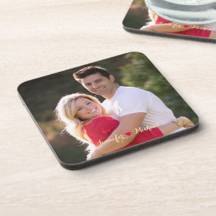Create Custom Couple Newlywed Photo Cork Coasters
