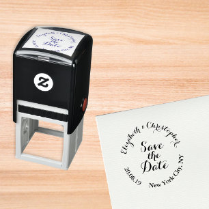 Create Custom Elegant Script Wedding Save the Date Self-inking Stamp