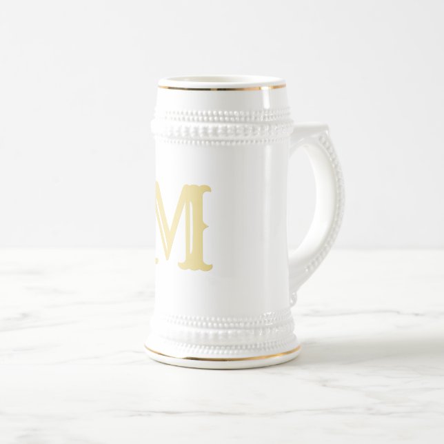 Create Custom Faux Gold Monogrammed Beer Stein Mug (Front Right)